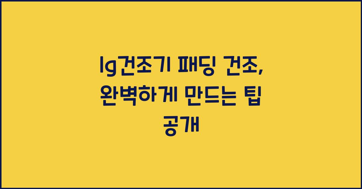lg건조기 패딩 건조