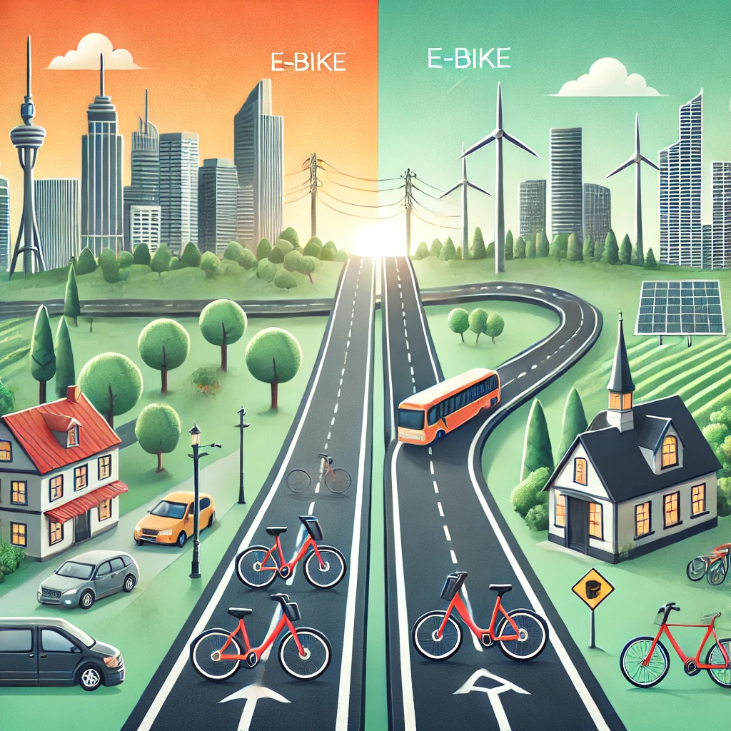 전기자전거와 도로에 대한 이미지