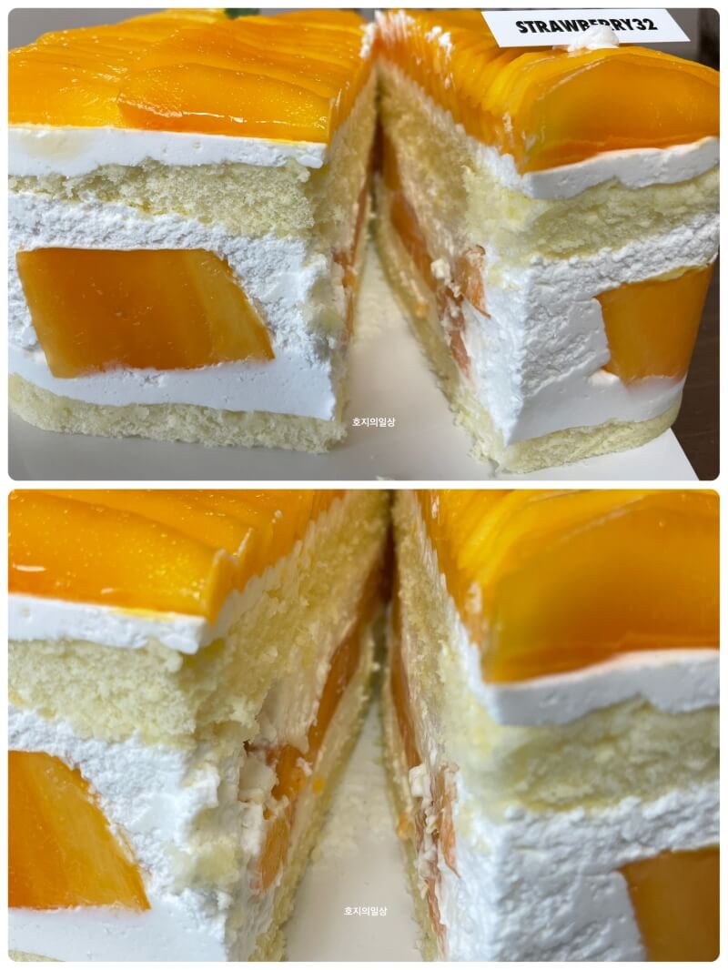스트로베리32 연남동 망고 케이크 맛집 - 단면 모습