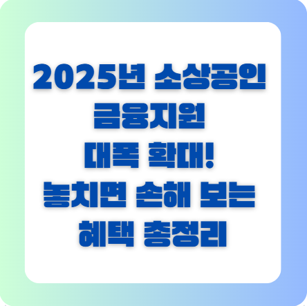 2025년 소상공인 금융지원