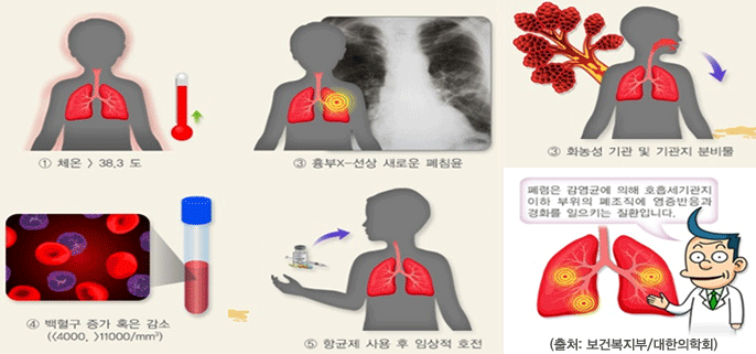 폐렴 증상/ 출처 - 보건복지부/대한의학회