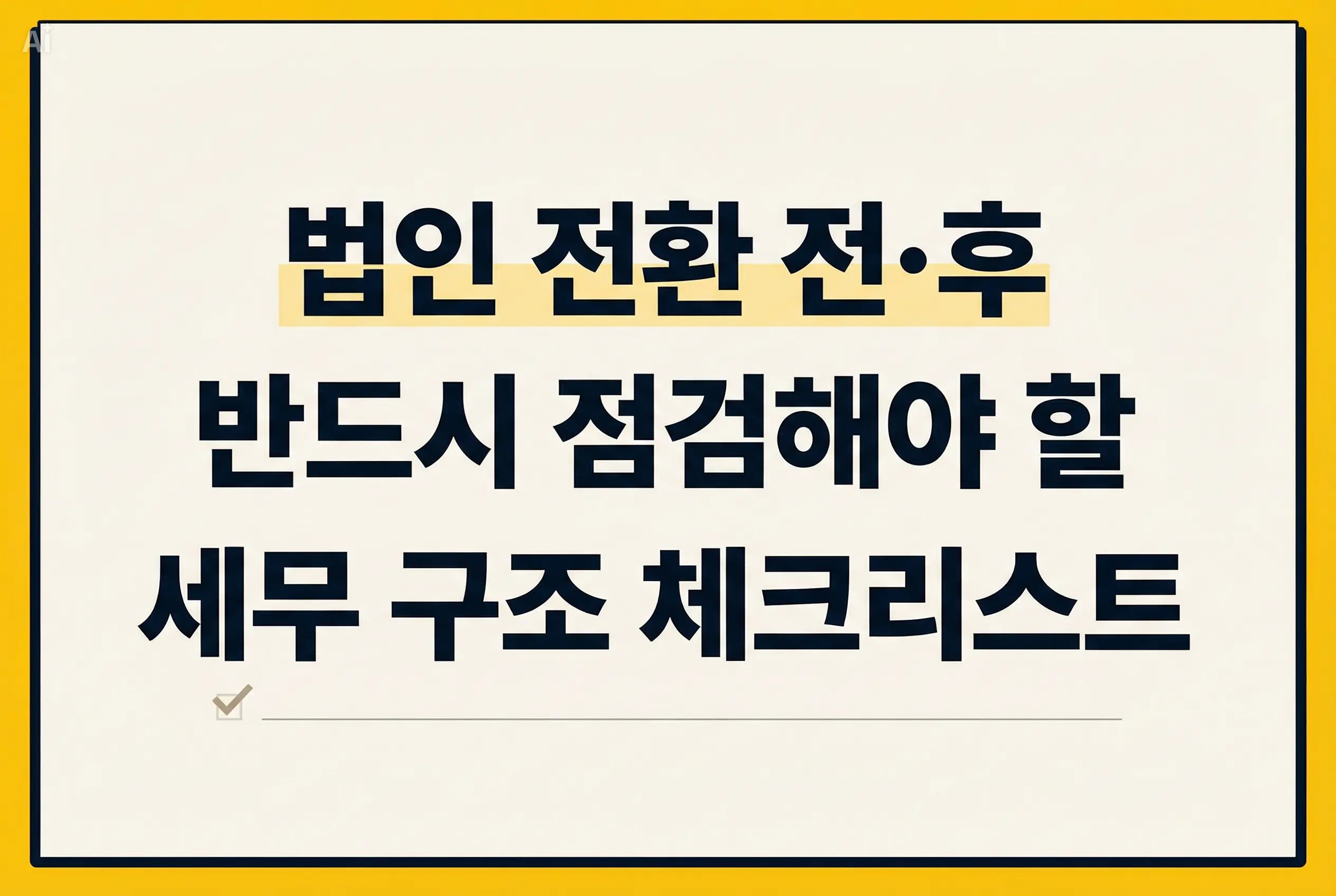 법인 전환 전·후 반드시 점검해야 할 세무 구조 체크리스트