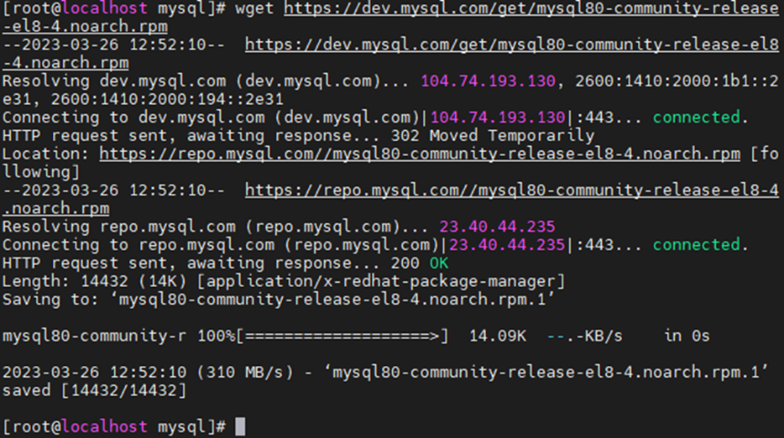 mysql 8 repository release rpm 다운로드 화면