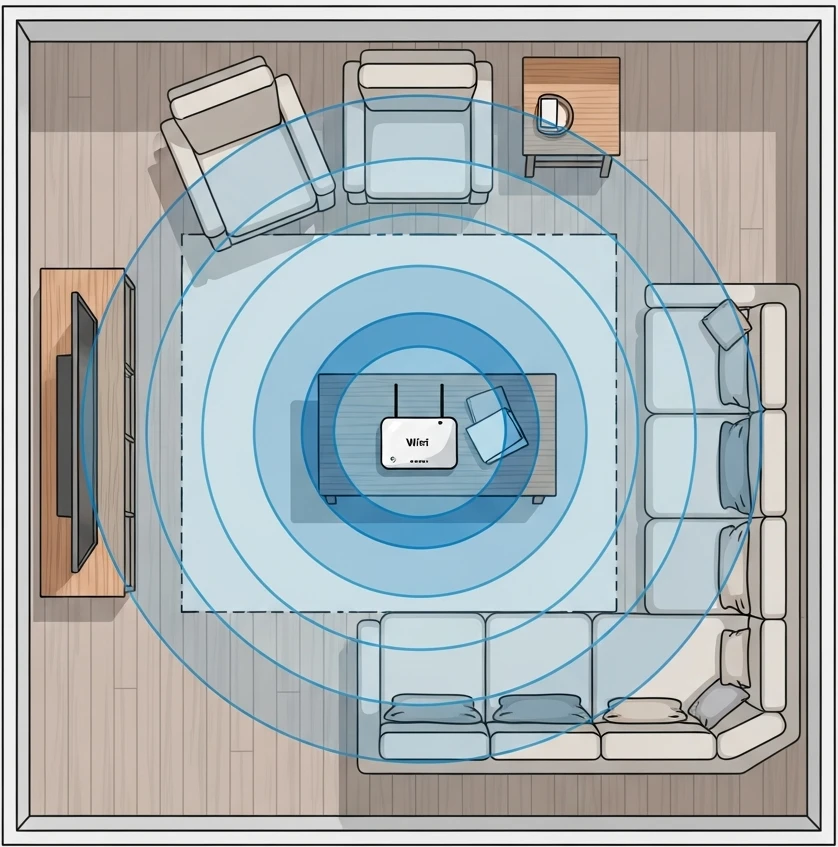거실 중앙에 놓인 공유기