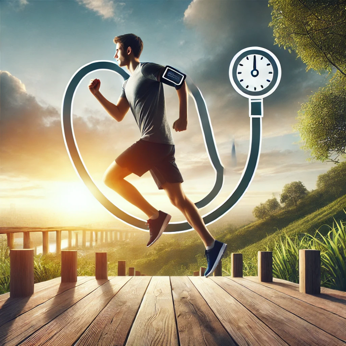 혈압 유지를 위해 야외에서 운동하는 사람의 사진