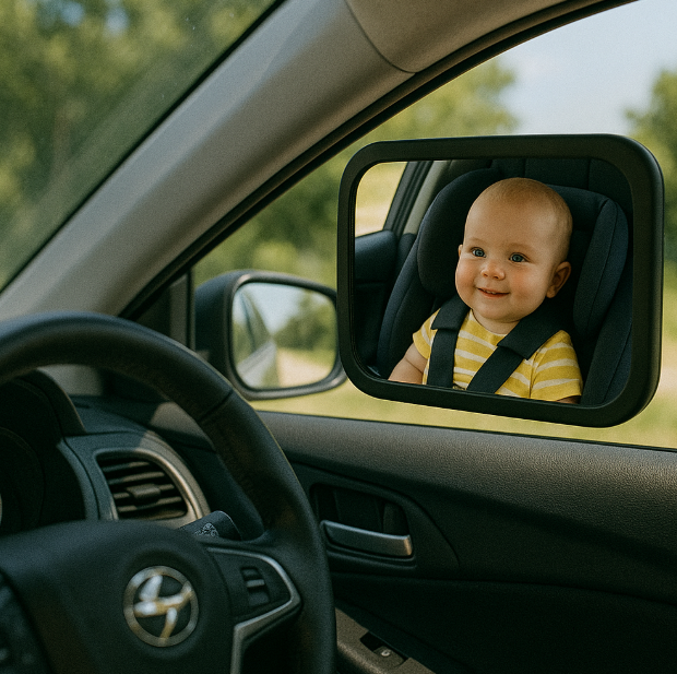 아기를 위한 백미러 장착한 차량 사진