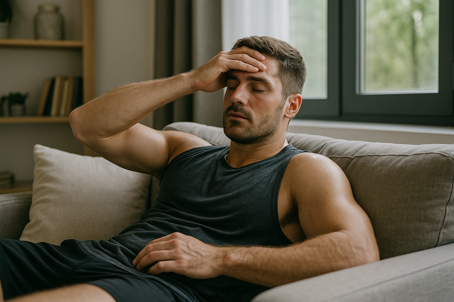 운동 후 휴식하는 모습