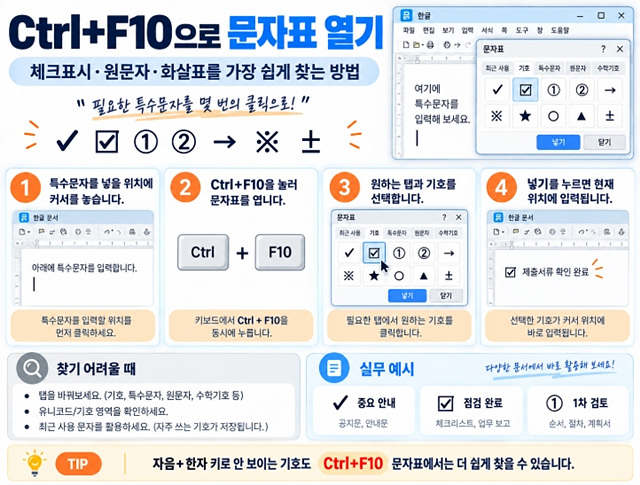 한글 특수문자 단축키｜기호&middot;체크표시&middot;원문자 빠르게 입력하는 방법