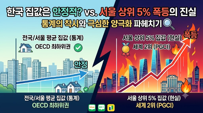한국 집값은 안정적? 서울 상위 5% 집값의 충격적인 진실과 부동산 양극화