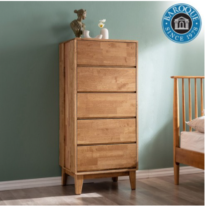 NEW그루 고무나무 원목 내추럴 5단 와이드 서랍장(600/900)