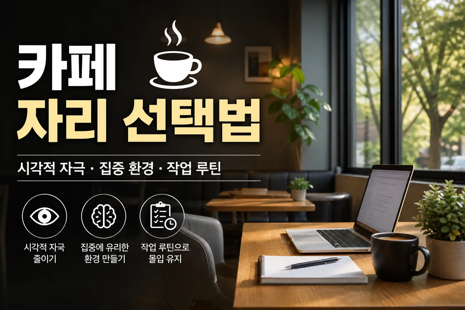 카페 자리 선택법 (시각적 자극, 집중 환경, 작업 루틴)