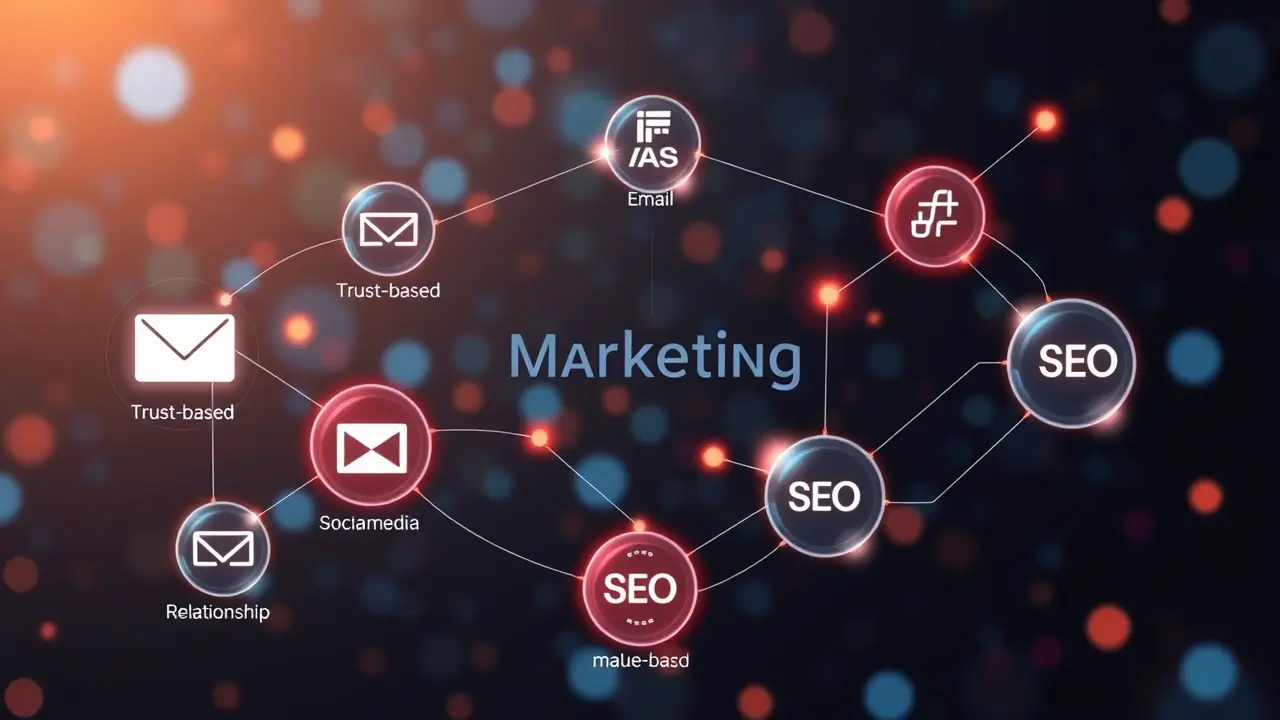 <img src="digital_marketing_ecosystem.webp" alt="디지털 환경에서 마케팅 채널을 유기적으로 연결해 신뢰 기반의 관계와 가치 교환을 이루는 것이 중요합니다.">