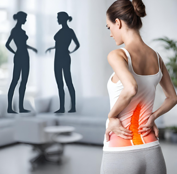 허리협착증 통증으로 아파하는 여성 이미지