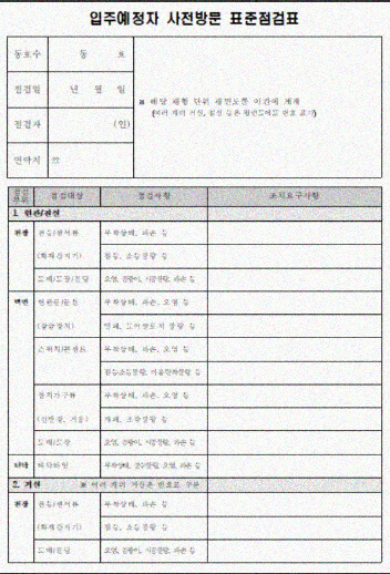 입주자 표준점검표