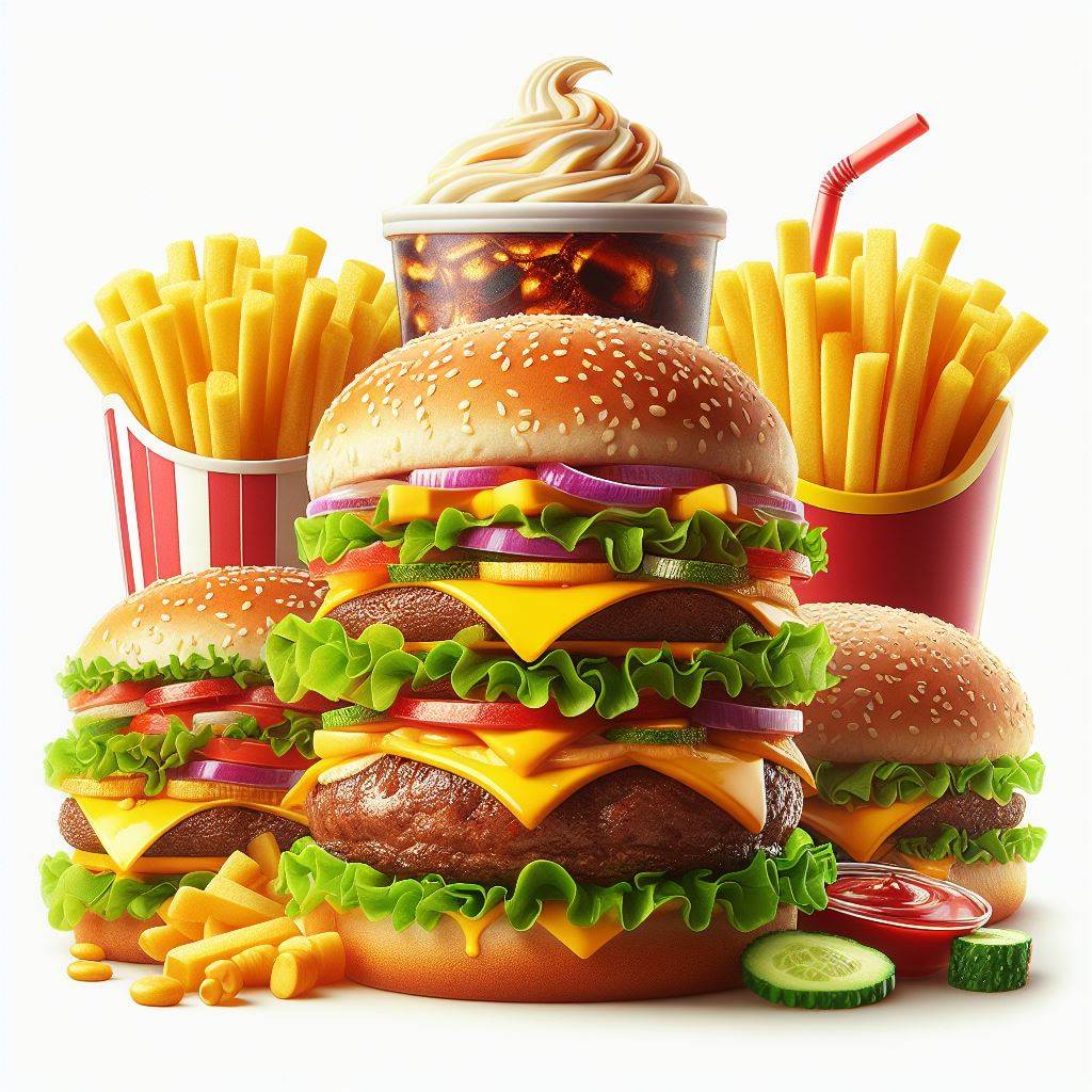 패스트푸드 햄버거 세트