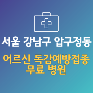 서울 강남구 압구정동 노인 독감예방접종 무료 병원