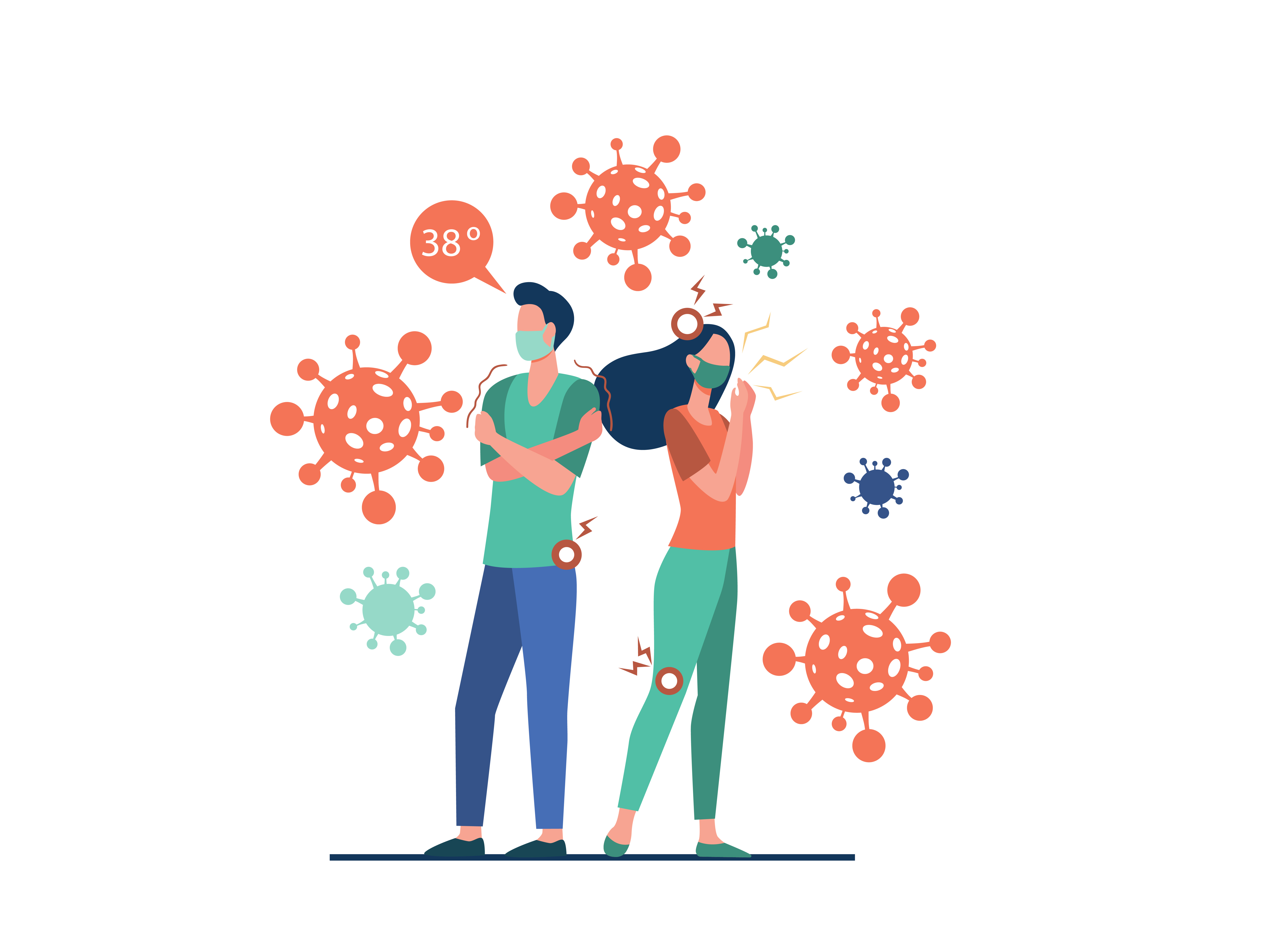 사람들과 바이러스 모습