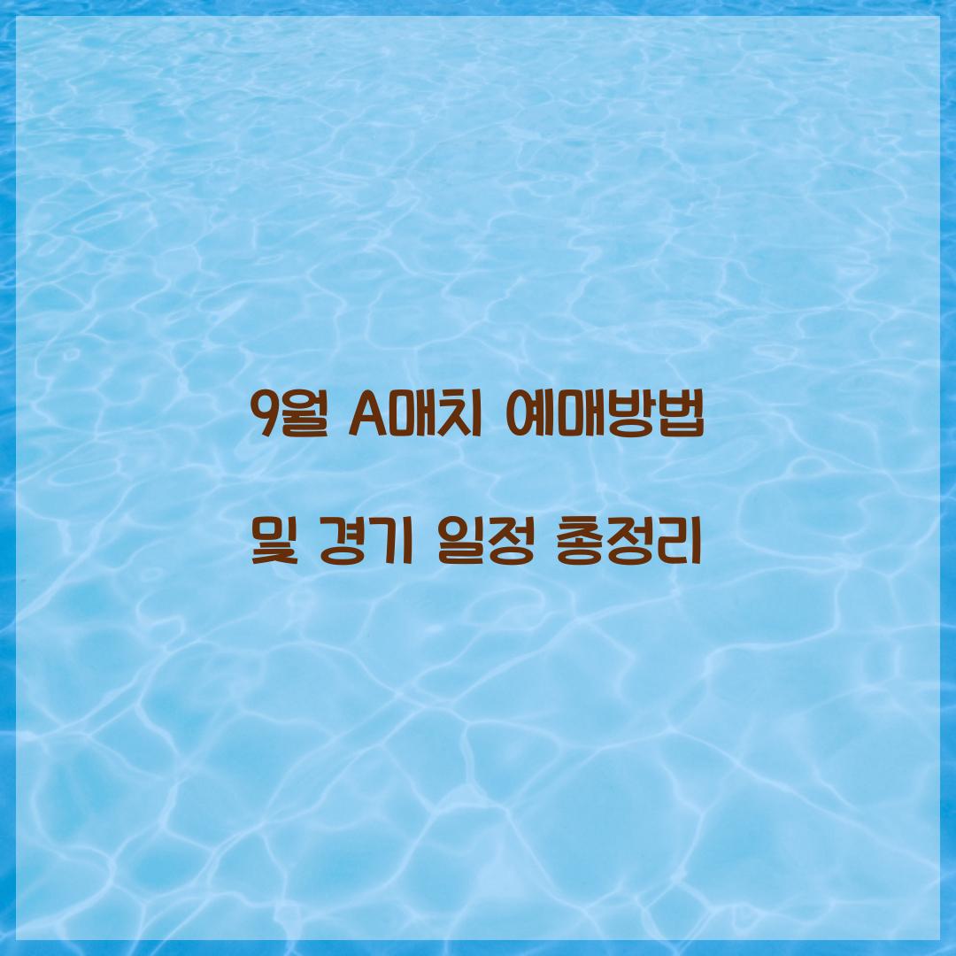 9월 a매치 예매방법