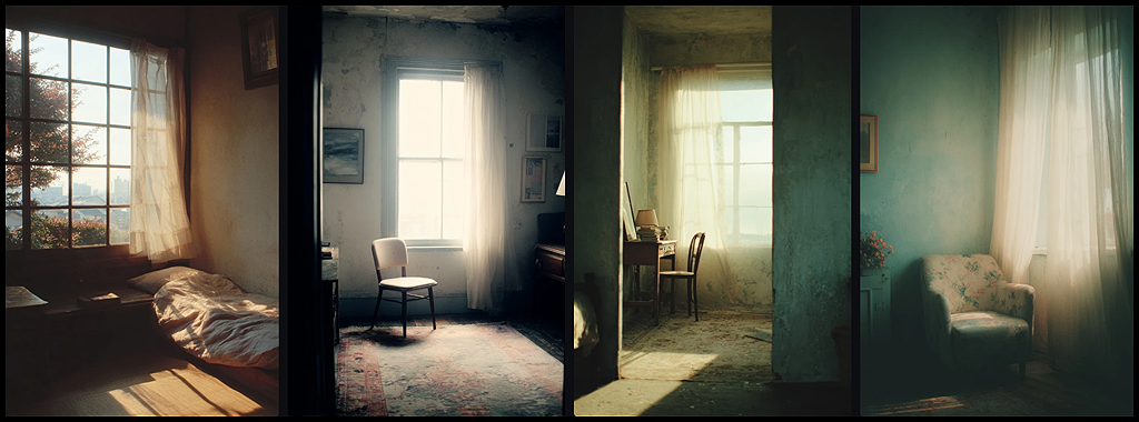 P 코드가 적용된 Midjourney 이미지로, 특정 스타일 지시 없이도 일관된 톤과 감성이 유지된 사물 예시_Midjourney