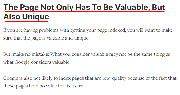 페이지는 가치 있을 뿐만 아니라 고유해야 한다 이미지