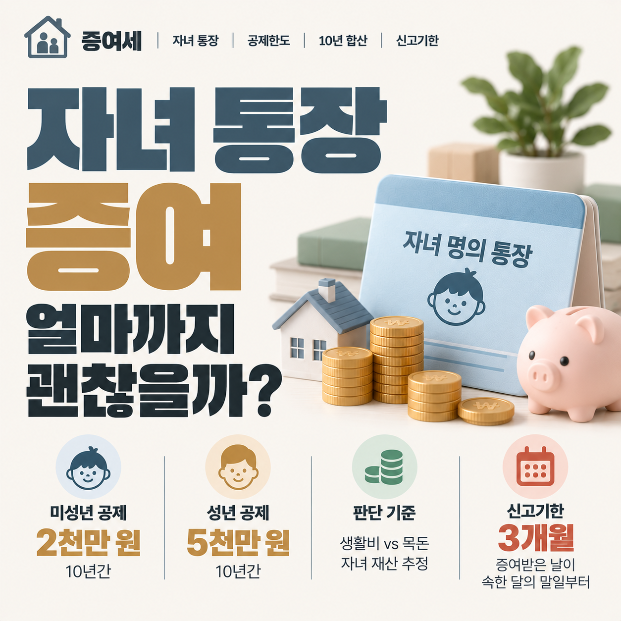 부모가 자녀 명의 통장에 돈을 입금할 때 증여세 대상인지 판단하는 기준