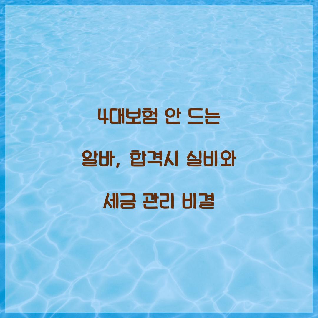 4대보험 안 드는 알바