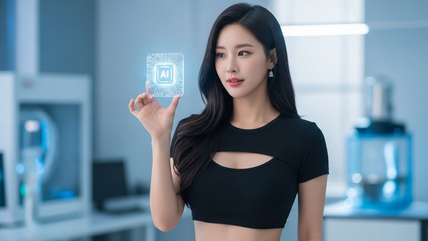 AI칩을 들고있는 여성