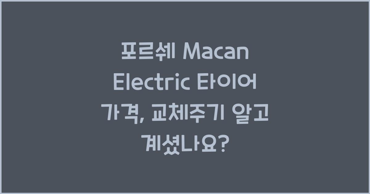포르쉐 Macan Electric 타이어 가격, 교체주기