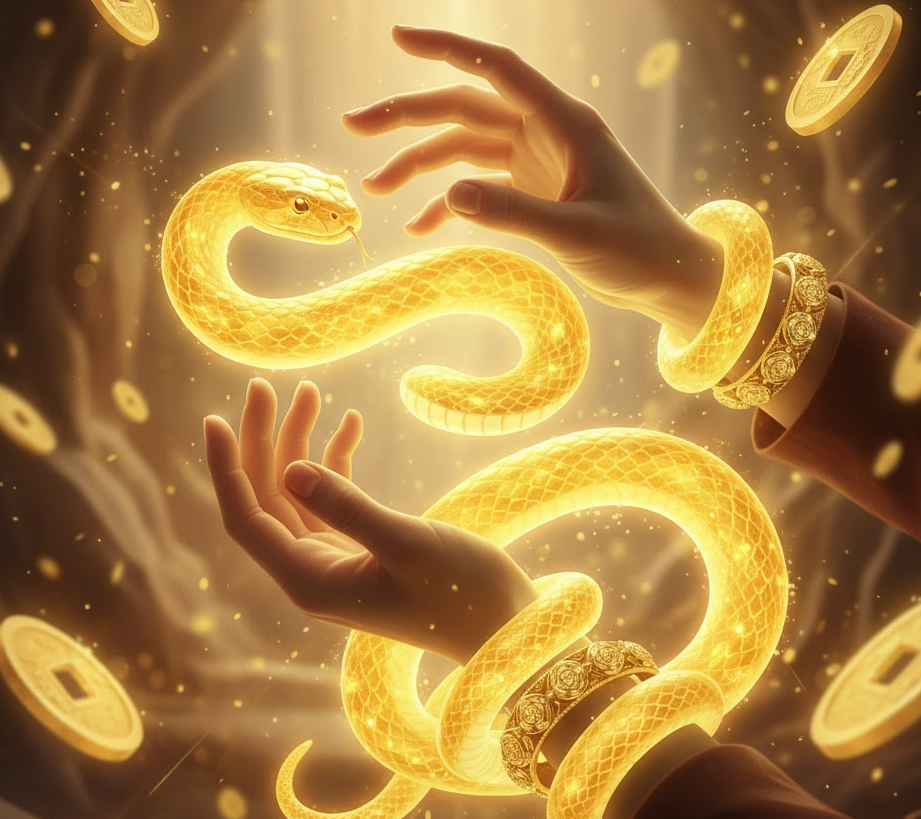 노란 뱀 꿈해몽 - 황금처럼 빛나는 재물운이 온다