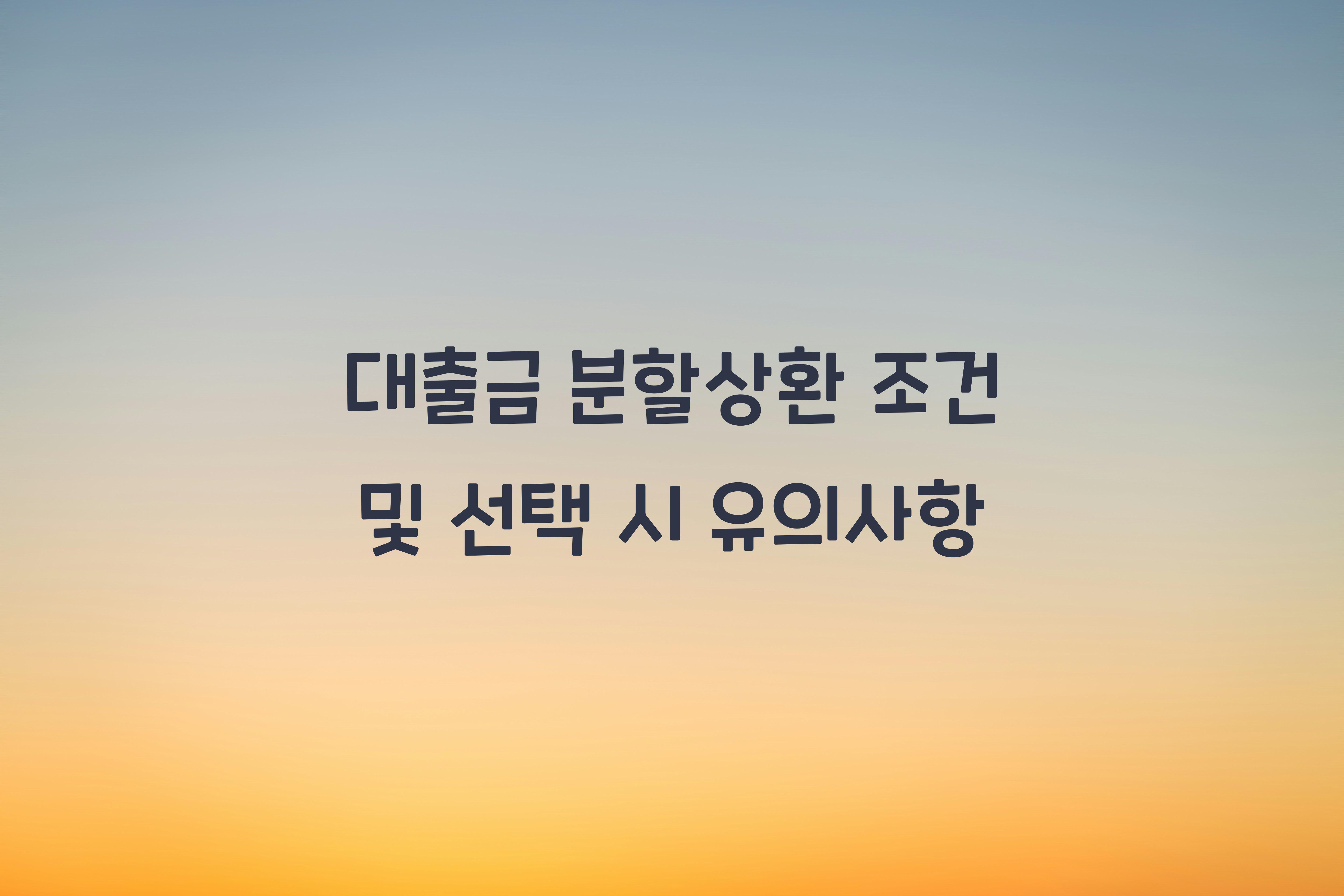대출금 분할상환 조건