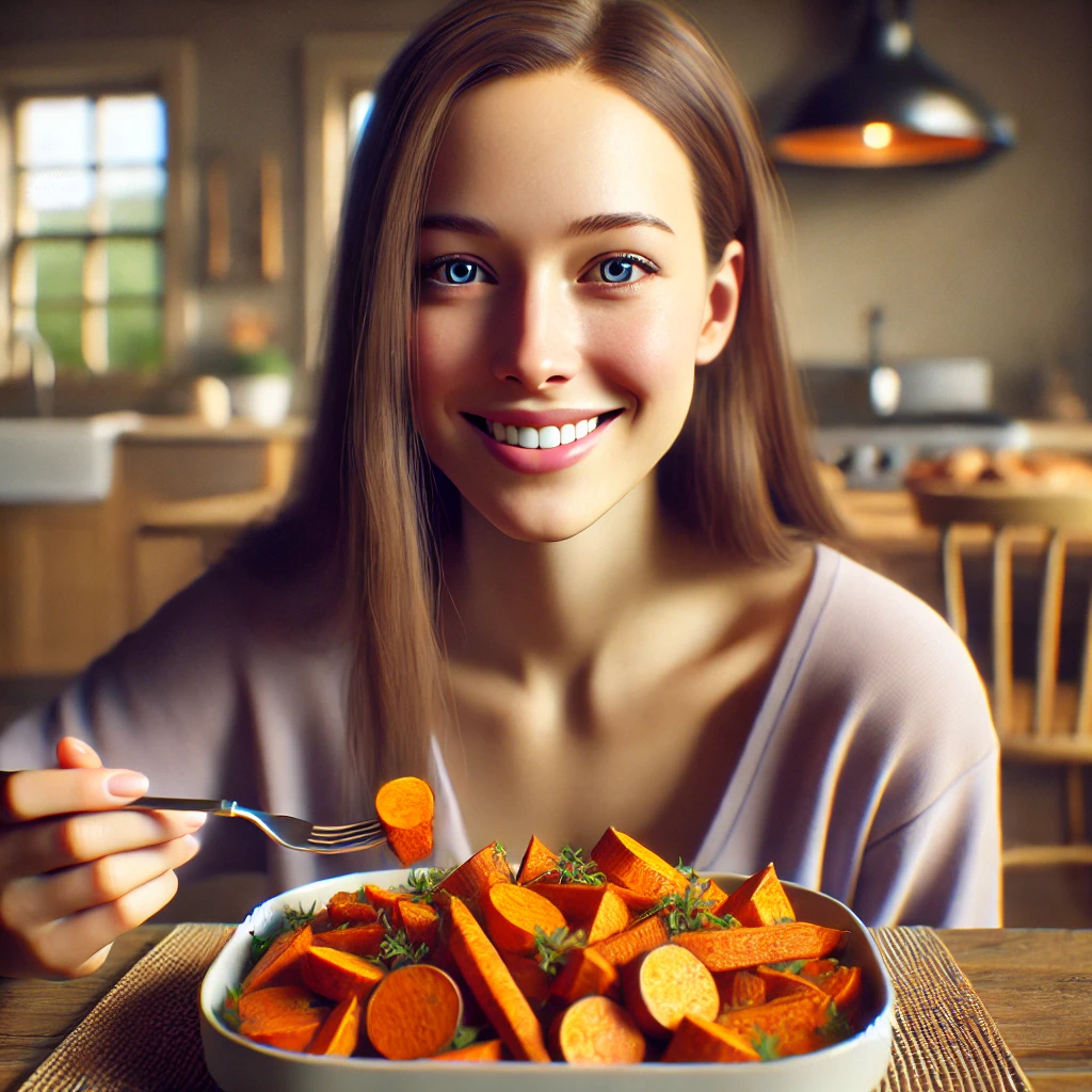 고구마-당근-요리-먹는-여자