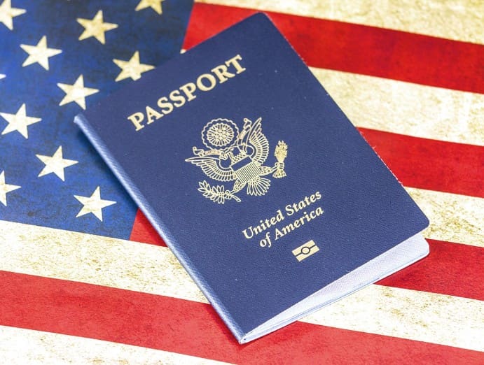 Passport, passport on flag, Travel