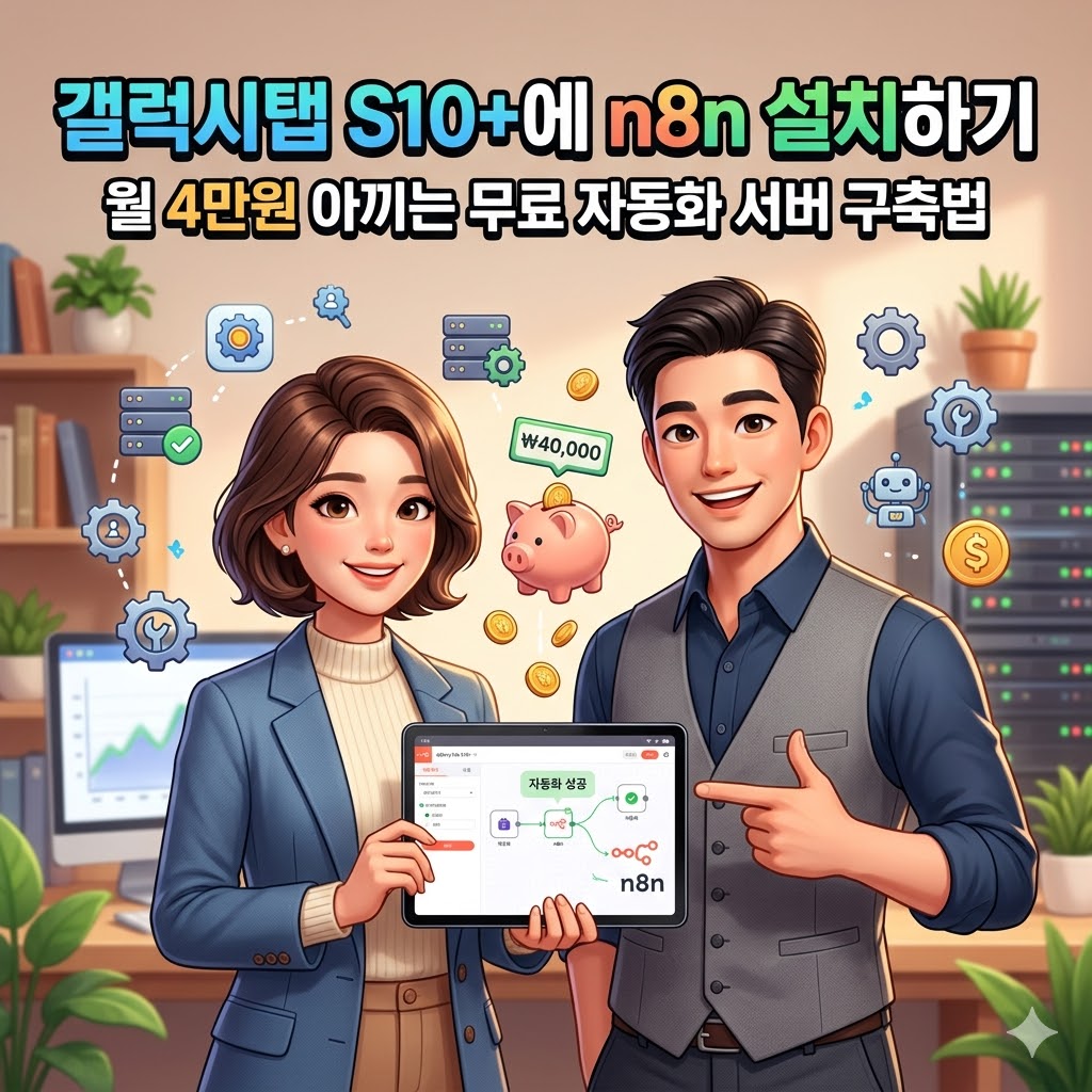 갤럭시탭 S10+에 n8n 설치하기 - 월 4만원 아끼는 무료 자동화 서버 구축법