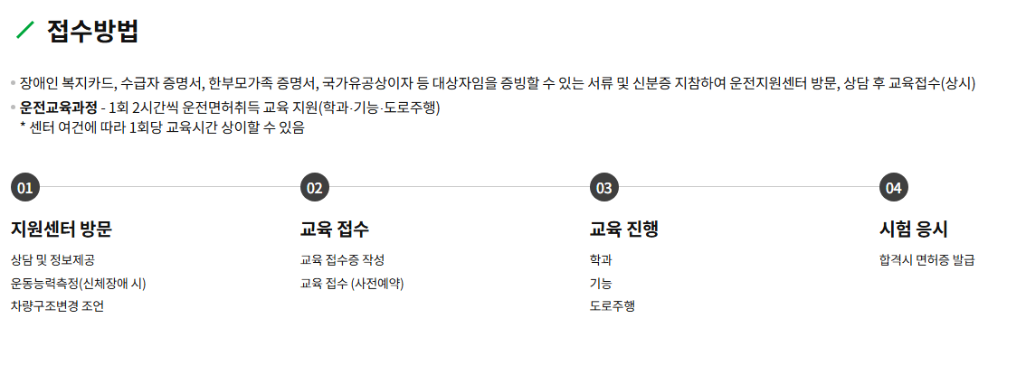 장애인 운전면허 취득 지원 서비스