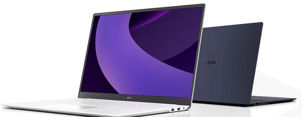 LG그램 Pro 16형 노트북 전면 디스플레이 및 후면 외관 이미지