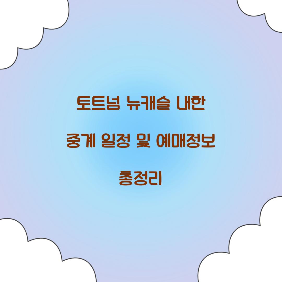 토트넘 뉴캐슬 내한 중계