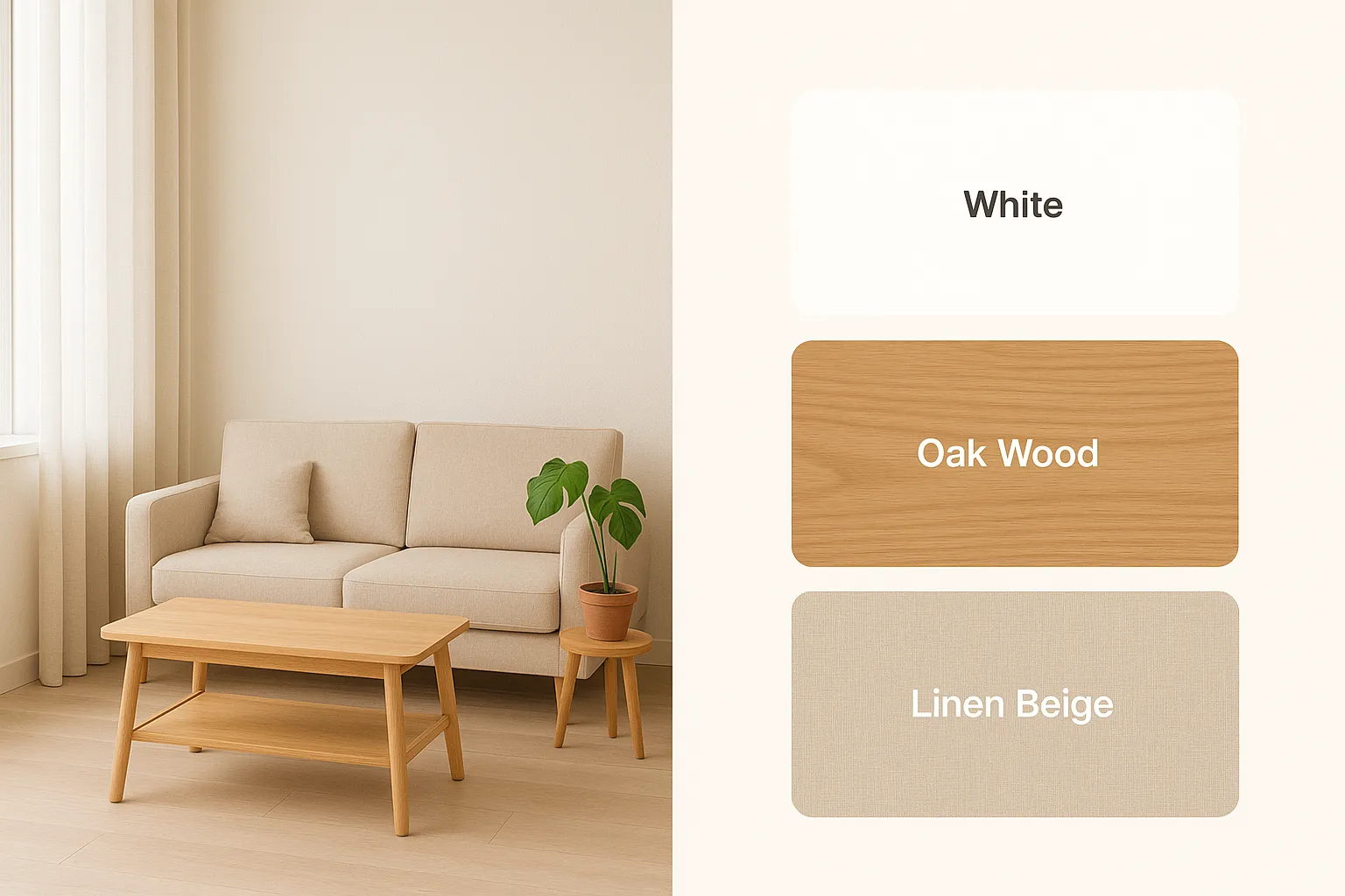 미니멀 인테리어의 기본 컬러는 따뜻한 무치색+우드톤