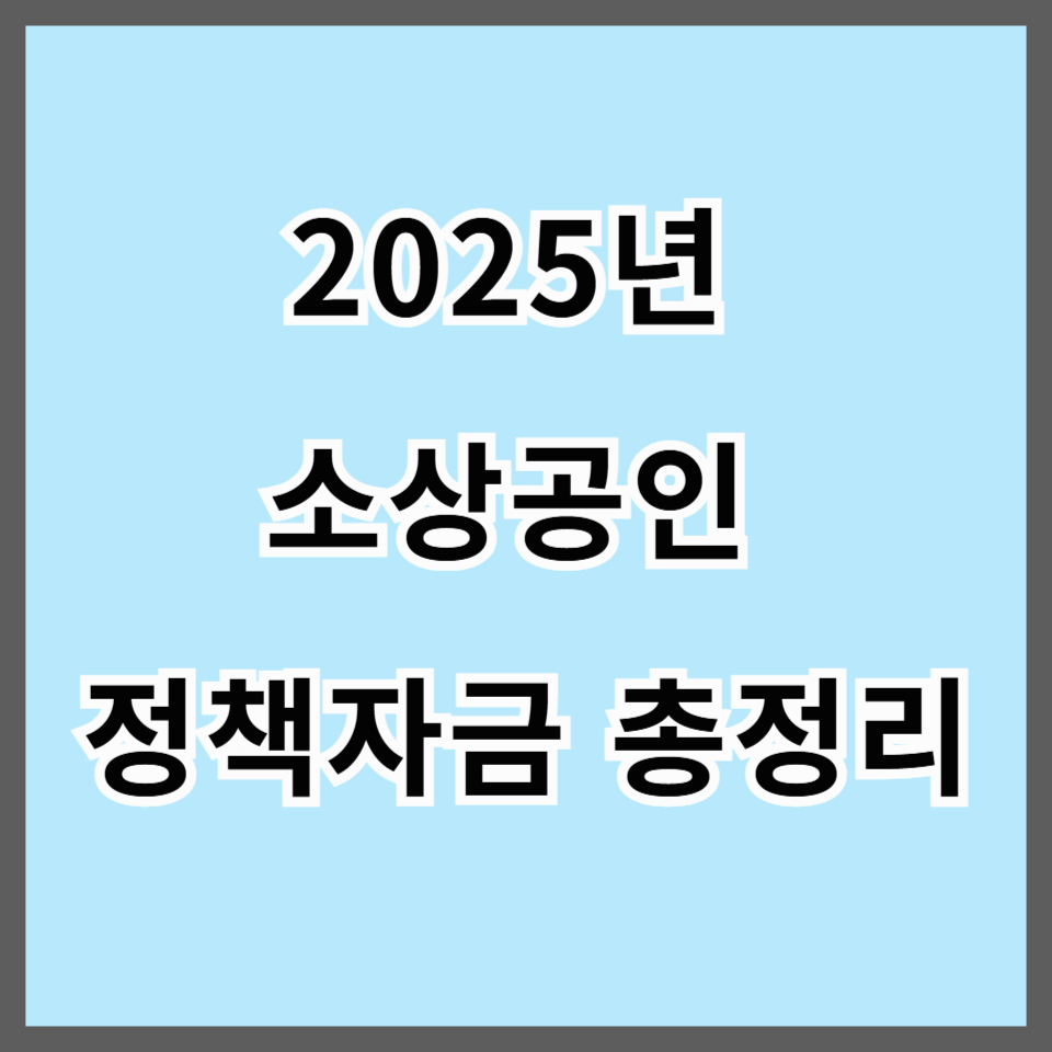2025년 소상공인 정책자금 총정리|대출 조건부터 지원 유형까지 한눈에!