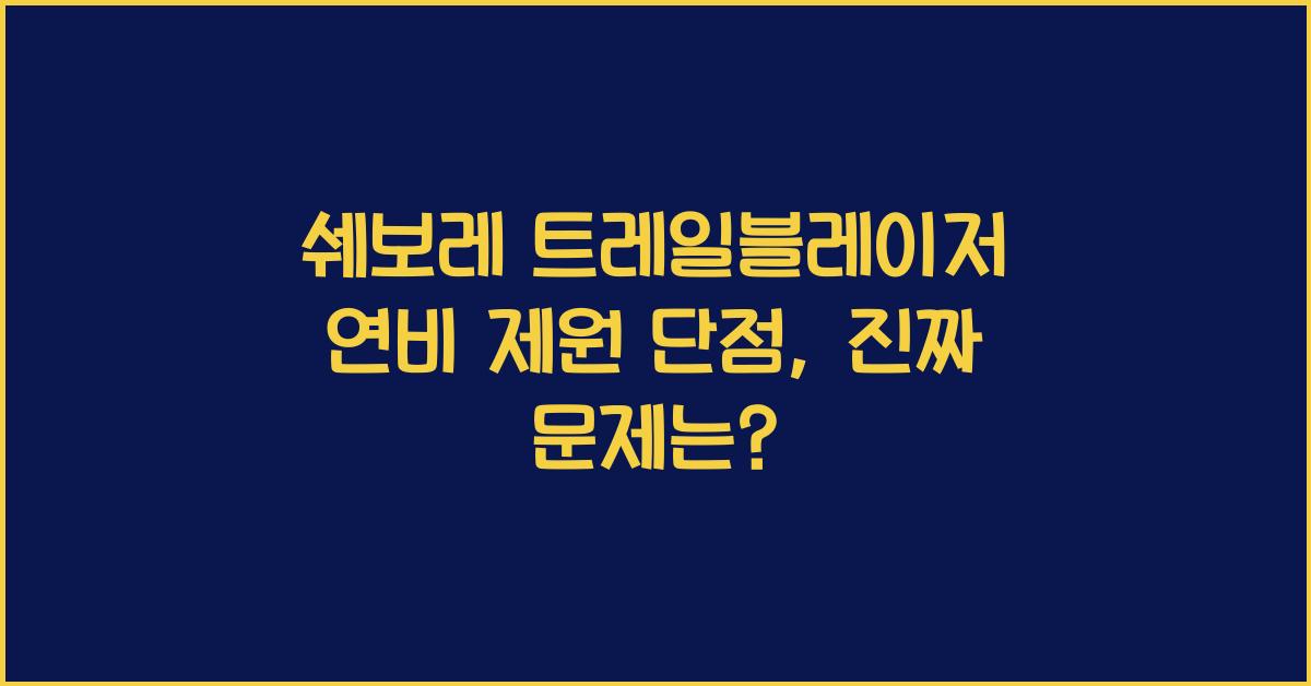 쉐보레 트레일블레이저 연비 제원 단점
