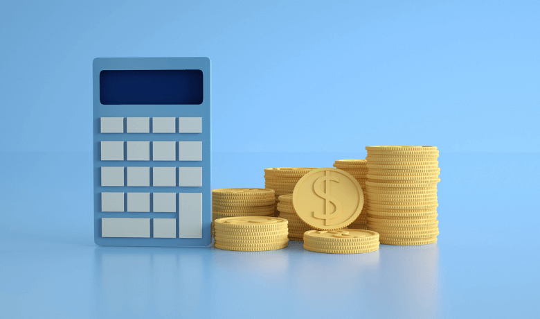 계산기와 동전 이미지