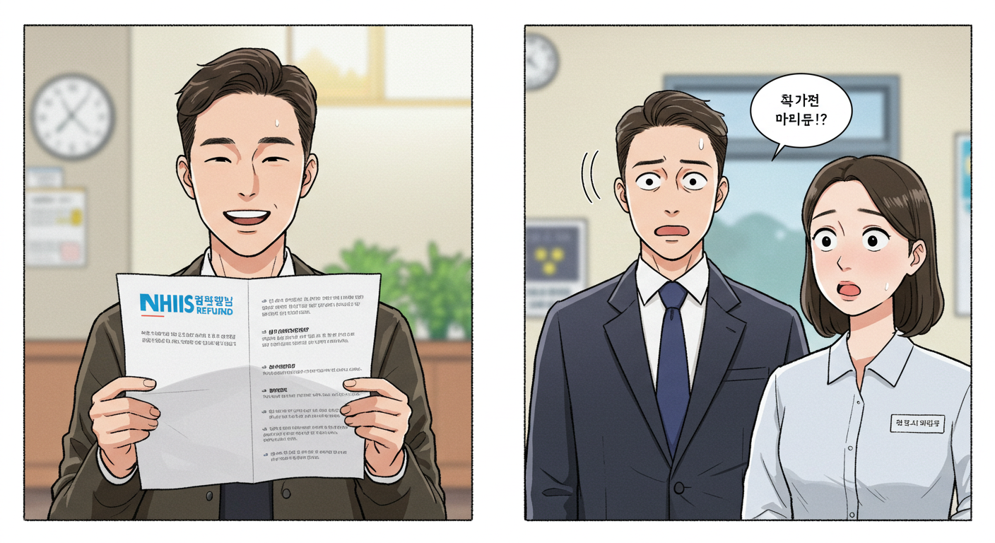환급과 실비보험 청구가 겹쳐 환수되는 사례 장면