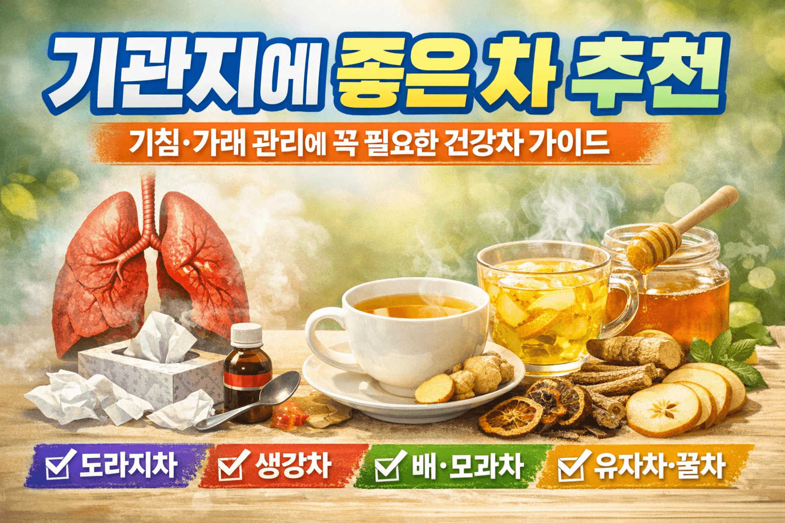기관지에 좋은 차 추천 BEST 7, 기침·가래에 진짜 도움 되는 차는?