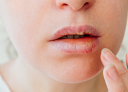 입술 헤르페스 물집