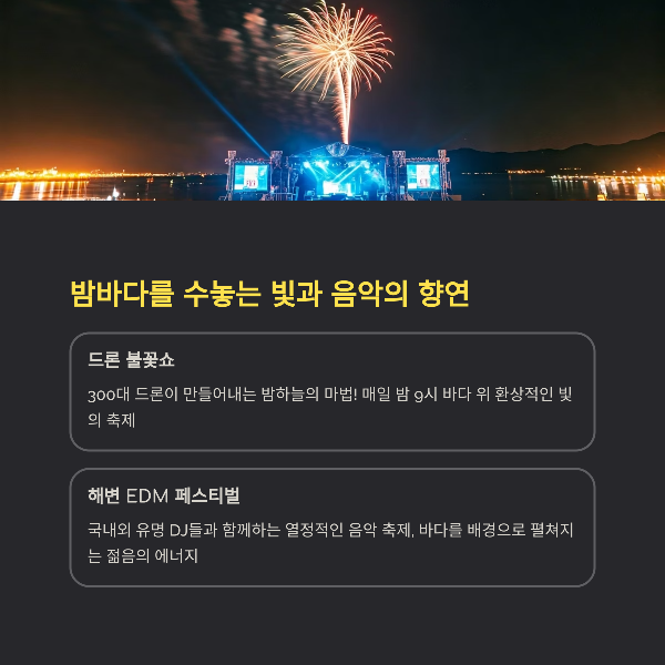 밤바다를 수놓는 빛과 음악의 향연