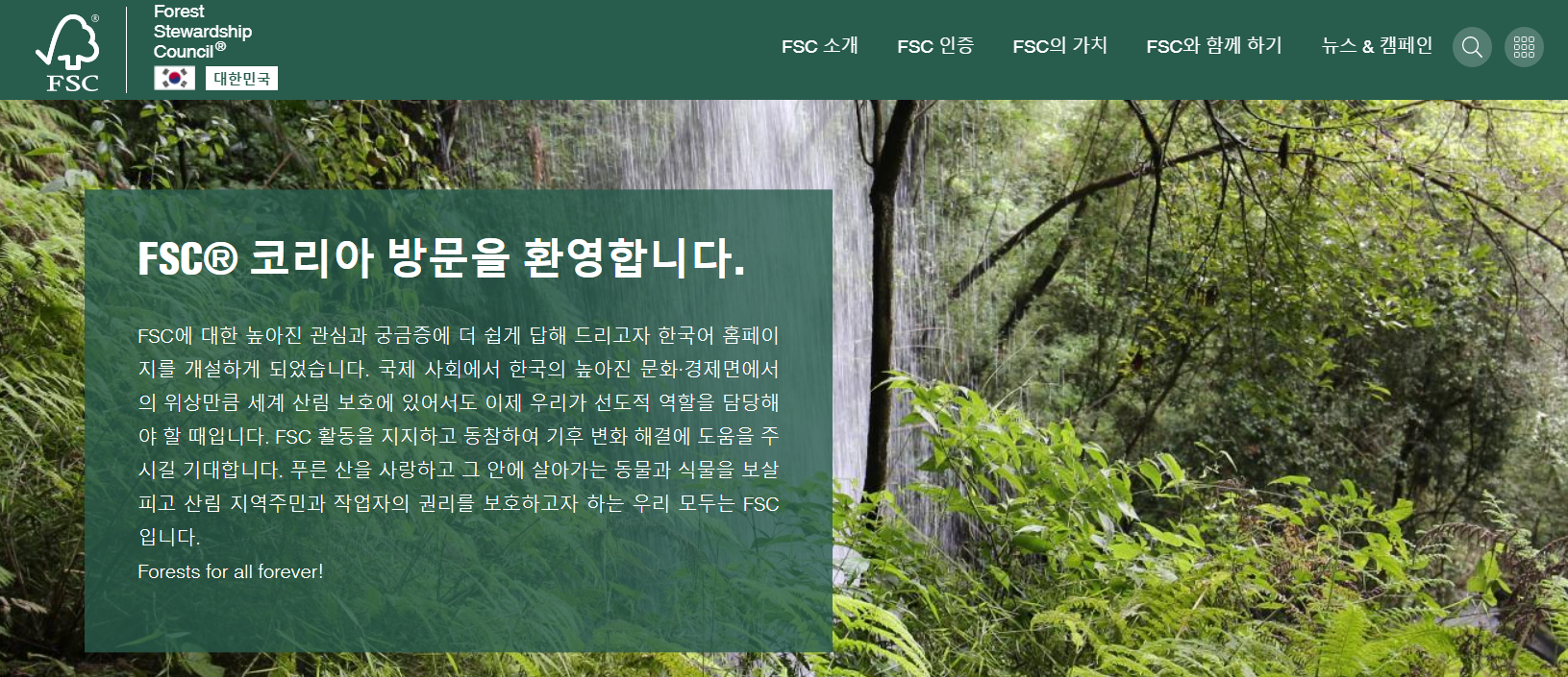 FSC 코리아 홈페이지 사진