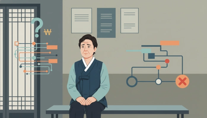 키움증권 IRP 의료비 중도인출의 복잡한 절차와 서류 미비로 인해 인출이 어려운 상황을 시각적으로 보여주는 인포그래픽.