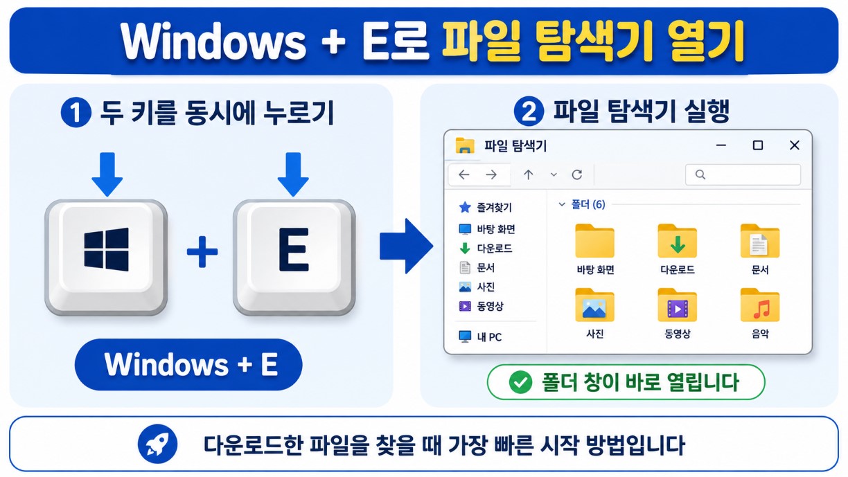 Windows + E로 파일 탐색기 열기