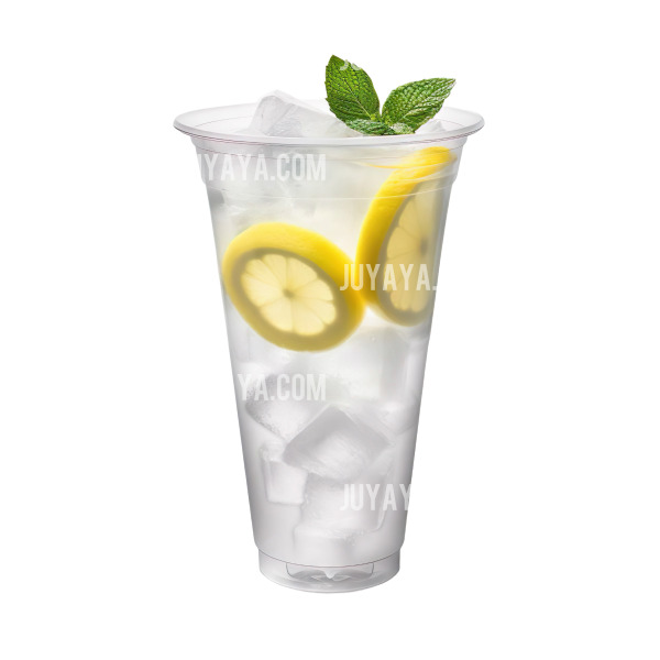 투명한 컵에 얼음과 민트잎&amp;#44; 레몬 슬라이스가 담긴 상쾌한 음료. 여름과 겨울에 모두 적합한 레몬수 이미지.