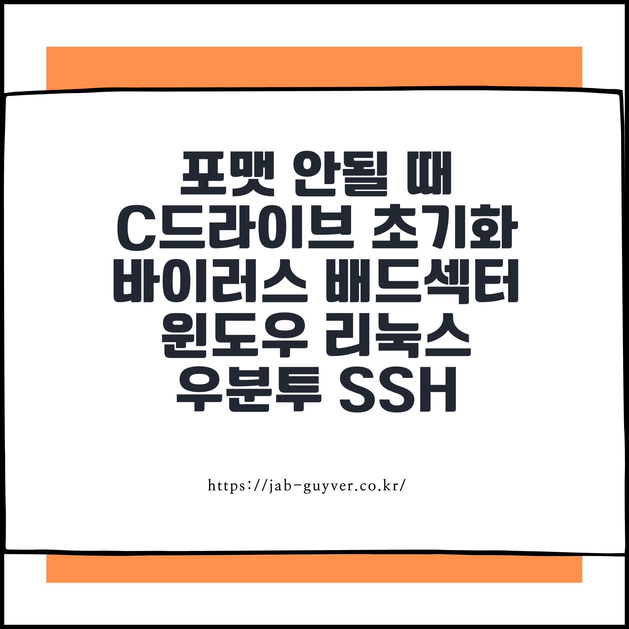포맷 안될 때 C드라이브 초기화 바이러스 배드섹터 윈도우 리눅스 우분투 ssh
