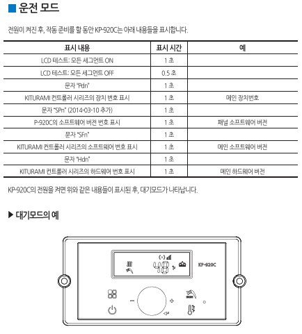 귀뚜라미보일러 사용설명서 - 거꾸로 콘덴싱 보일러 (밀폐식) 43DC/48DC(NCTR-60S) 운전모드/대기모드